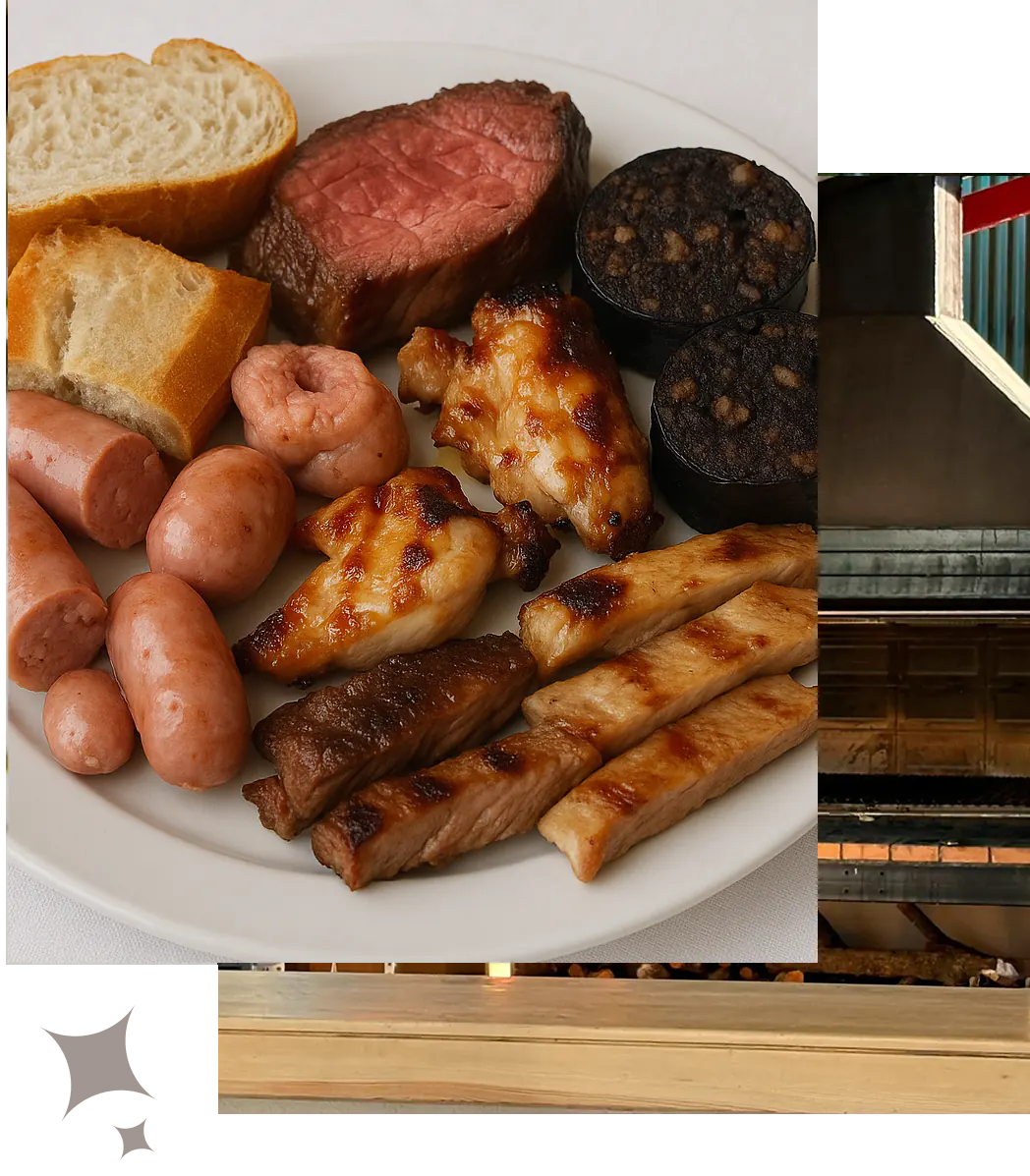 Pedido de parrilla en restaurante Sabor y Fútbol